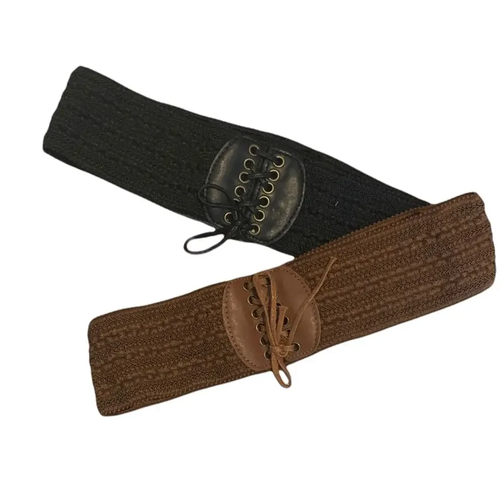 Belt Lace Up Wrap Around Waist Camel Brown Boho Gypsy Cinched Woven Cute